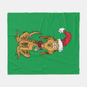 Max the Dog in Santa Hat Fleece Deken (Voorkant (Horizontaal))