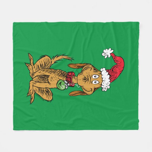 Max the Dog in Santa Hat Fleece Deken (Voorkant (Horizontaal))
