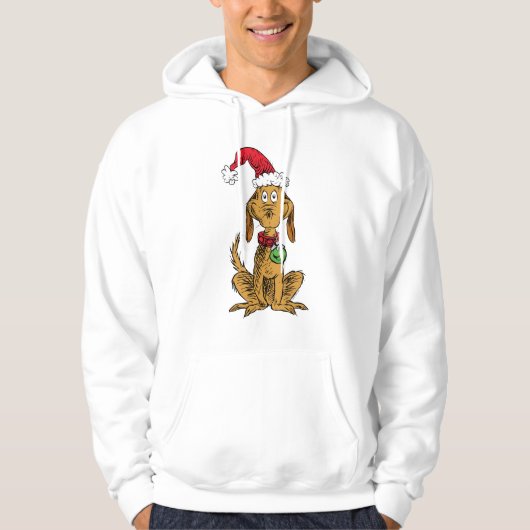 Max the Dog in Santa Hat Hoodie (Voorkant)