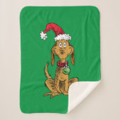 Max the Dog in Santa Hat Sherpa Deken (Voorkant)