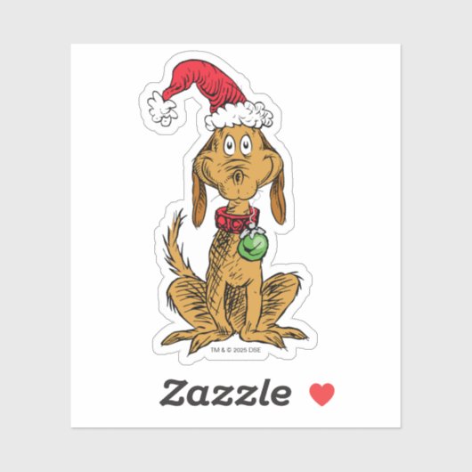 Max the Dog in Santa Hat Sticker (Vel)