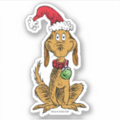 Max the Dog in Santa Hat Sticker (Voorkant)