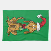 Max the Dog in Santa Hat Theedoek (Horizontaal)