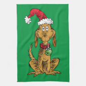 Max the Dog in Santa Hat Theedoek (Verticaal)