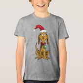 Max the Dog in Santa Hat Tri-Blend Shirt (Voorkant)