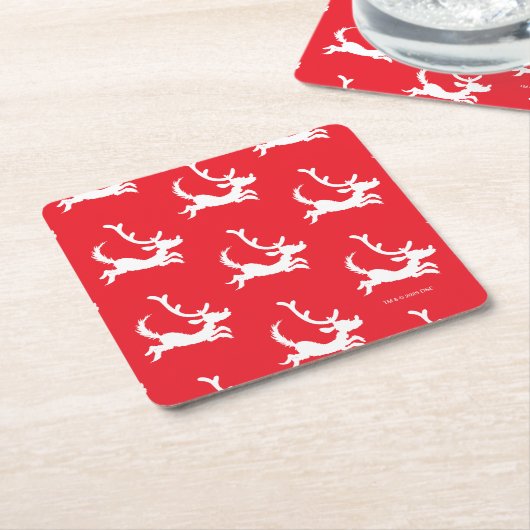 Max the Reindeer Silhouette Kartonnen Onderzetters (Schuin)
