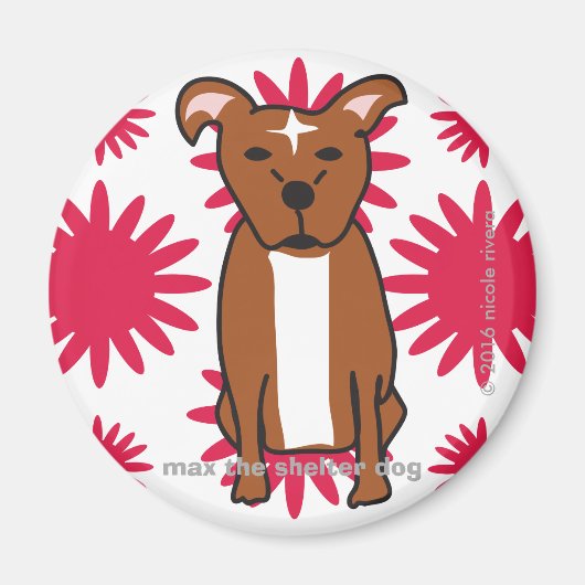 Max | Tropische rode ronde magneet (Voorkant)