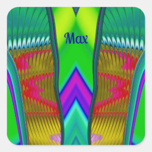 MAX ~ Veelkleurige 3D ~ Vierkante Sticker