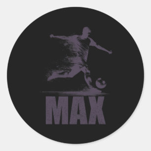 Max Voetbal Jongens Gepersonaliseerde Eerste Naam Ronde Sticker