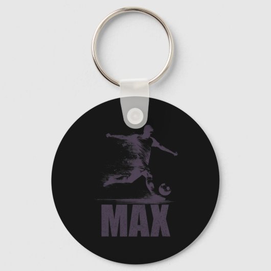 Max Voetbal Jongens Gepersonaliseerde Eerste Naam Sleutelhanger (Voorkant)