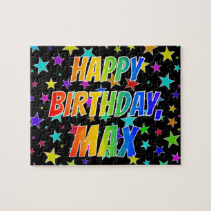 "MAX" voornaam, geun "HAPPY BIRTHDAY" Legpuzzel