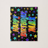 "MAX" voornaam, geun "HAPPY BIRTHDAY" Legpuzzel (Verticaal)
