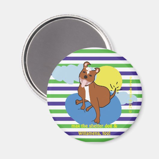 Max & Willamena | Gestreepte 2¼ inch ronde magneet (Voorkant / Achterkant)