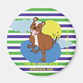 Max & Willamena | Gestreepte 2¼ inch ronde magneet (Voorkant)