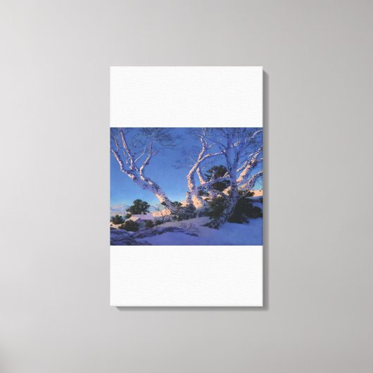 Maxfield Parrish - Berken in de winter Canvas Afdruk (Voorkant)