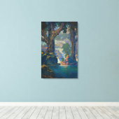 Maxfield Parrish - Cascades Quiet Solitude Canvas Afdruk (Insitu (Houten vloer))