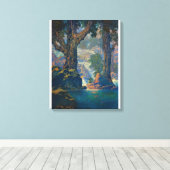 Maxfield Parrish - Cascades Quiet Solitude Canvas Afdruk (Insitu (Houten vloer))