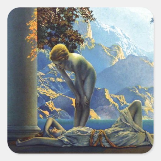 Maxfield Parrish Daybreak Vierkante Sticker (Voorkant)