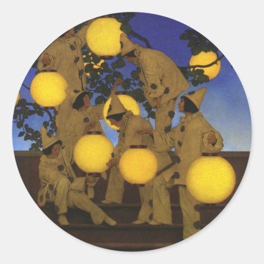 Maxfield Parrish De Lantaarn Dragers 1908 Antiek Ronde Sticker (Voorkant)