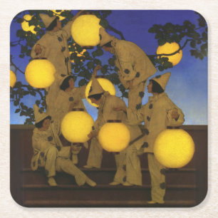 Maxfield Parrish De Lantaarn Dragers 1908 Vintage Kartonnen Onderzetters