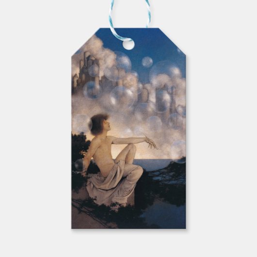 Maxfield Parrish Luchtkastelen 1904 Vintage Fantas Cadeaulabel (Voorkant)