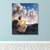 Maxfield Parrish Luchtkastelen 1904 Vintage Fantas Canvas Afdruk (Insitu (Houten vloer))