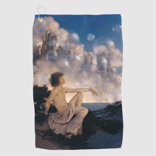 Maxfield Parrish Luchtkastelen 1904 Vintage Fantas Golfhanddoek (Voorkant)