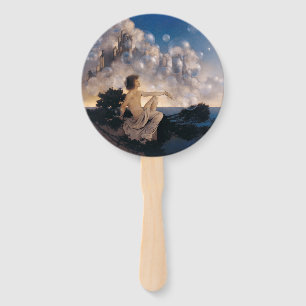 Maxfield Parrish Luchtkastelen 1904 Vintage Fantas Handwaaier