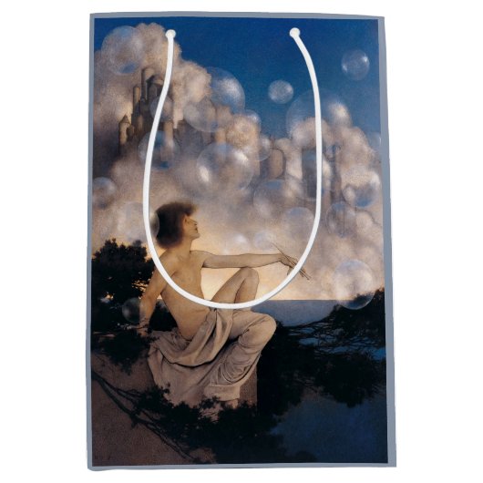 Maxfield Parrish Luchtkastelen 1904 Vintage Fantas Medium Cadeauzakje (Voorkant)