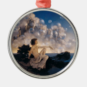 Maxfield Parrish Luchtkastelen 1904 Vintage Fantas Metalen Ornament