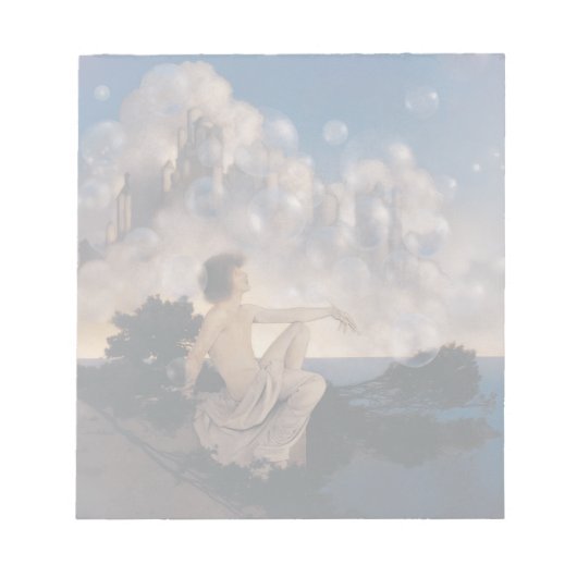 Maxfield Parrish Luchtkastelen 1904 Vintage Fantas Notitieblok (Voorkant)