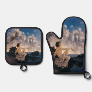 Maxfield Parrish Luchtkastelen 1904 Vintage Fantas Ovenwant & Pannenlap Set