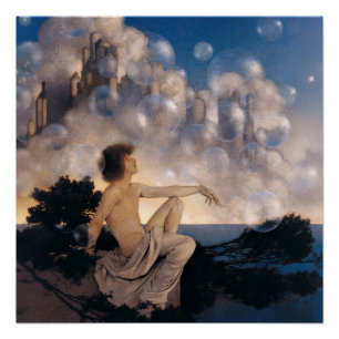 Maxfield Parrish Luchtkastelen 1904 Vintage Fantas Perfect Poster