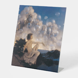 Maxfield Parrish Luchtkastelen 1904 Vintage Fantas Reclamebord Met Voetstuk