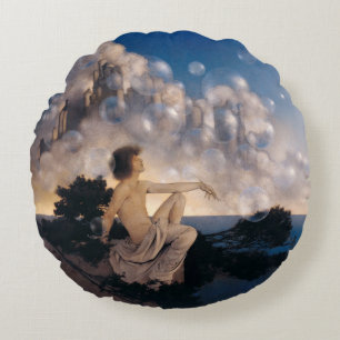 Maxfield Parrish Luchtkastelen 1904 Vintage Fantas Rond Kussen
