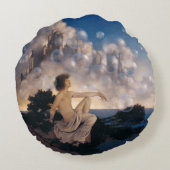 Maxfield Parrish Luchtkastelen 1904 Vintage Fantas Rond Kussen (Achterkant)