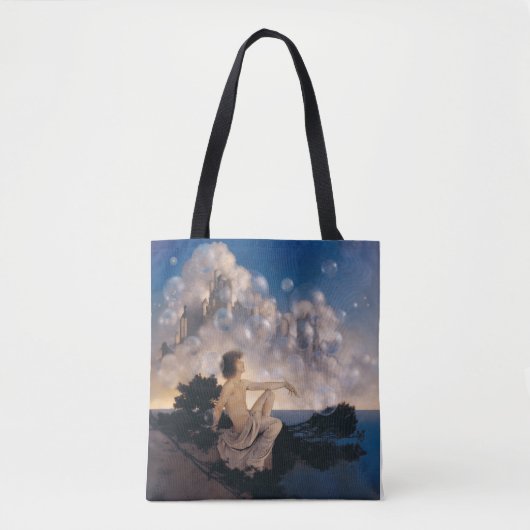 Maxfield Parrish Luchtkastelen 1904 Vintage Fantas Tote Bag (Voorkant)