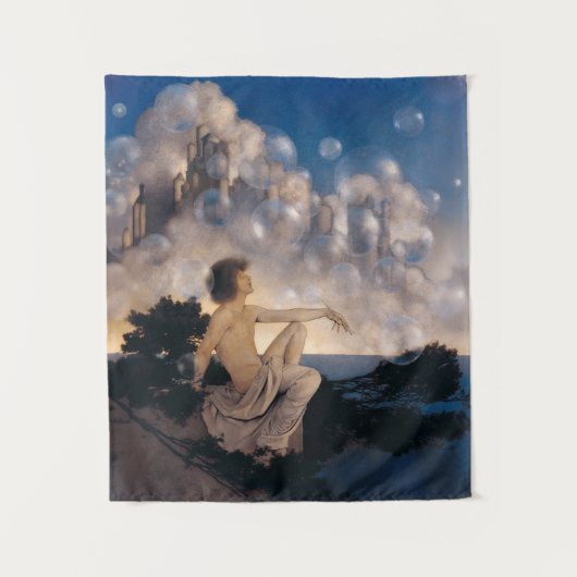 Maxfield Parrish Luchtkastelen 1904 Vintage Fantas Wandkleed (Voorkant)