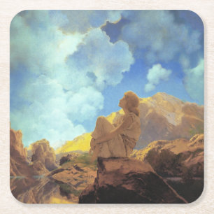 Maxfield Parrish Ochtend 1922 Wolk Blauw Kunstschi Kartonnen Onderzetters
