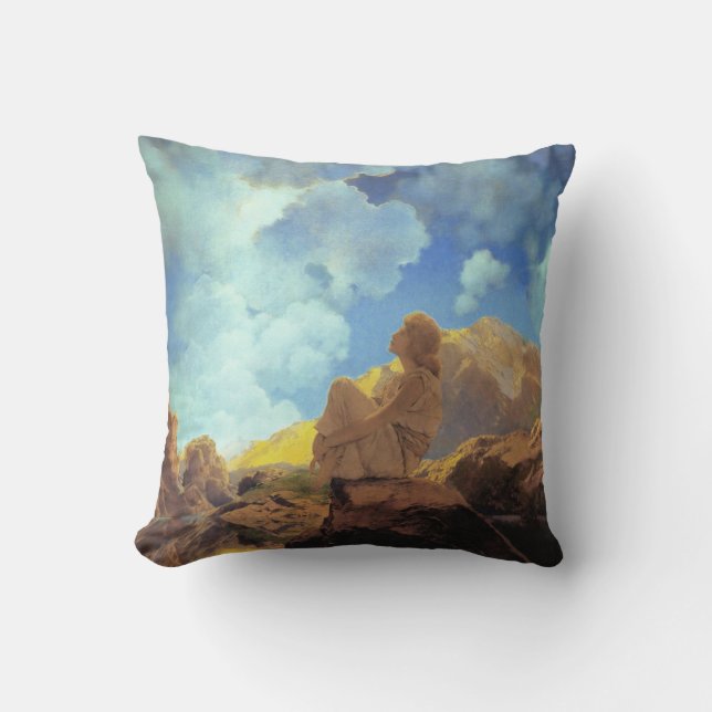 Maxfield Parrish Ochtend 1922 Wolk Blauw Kunstschi Kussen (Voorkant)