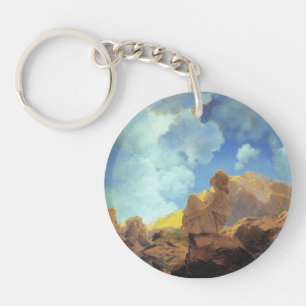 Maxfield Parrish Ochtend 1922 Wolk Blauw Kunstschi Sleutelhanger