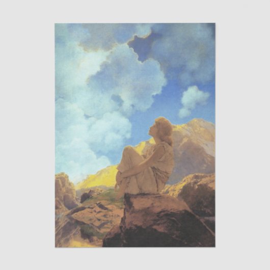 Maxfield Parrish Ochtend 1922 Wolk Blauw Kunstschi Tissuepapier (Voorkant)