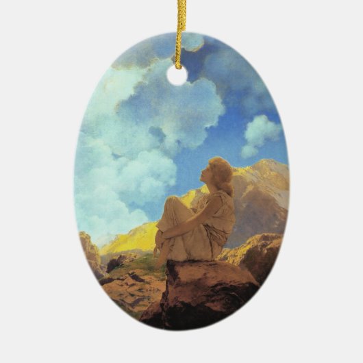 Maxfield Parrish Ochtend 1922 Wolkenblauw Kunstsch Keramisch Ornament (Voorkant)