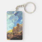 Maxfield Parrish Ochtend 1922 Wolkenblauw Kunstsch Sleutelhanger (achterkant)