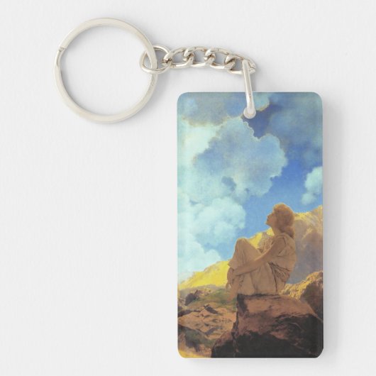 Maxfield Parrish Ochtend 1922 Wolkenblauw Kunstsch Sleutelhanger (Voorkant)