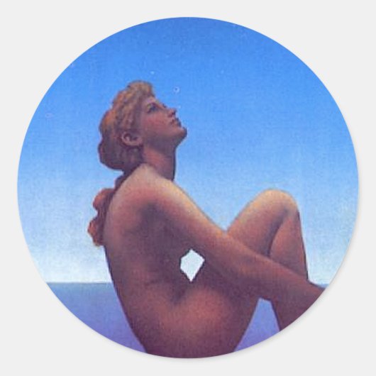 "Maxfield Parrish Stars" Ronde Sticker (Voorkant)