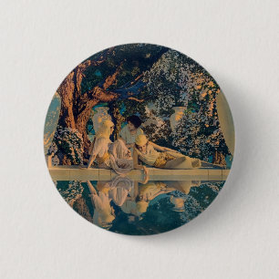 Maxfield Parrish The Garden of Allah 1918 Fijne Ku Ronde Button 5,7 Cm