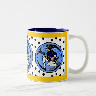 Maxfield Parrish-y Hanukkah Elf v2 Tweekleurige Koffiemok