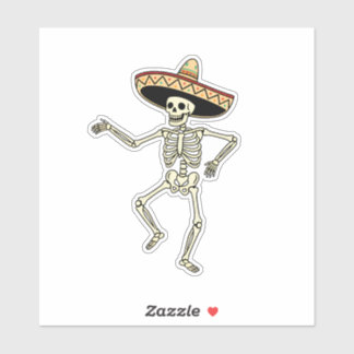 Maxican Dancing Skeleton met Sombrero Sticker