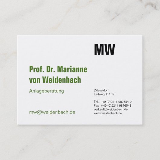 Maximaal Elegant groen Visitekaartje (Voorkant)